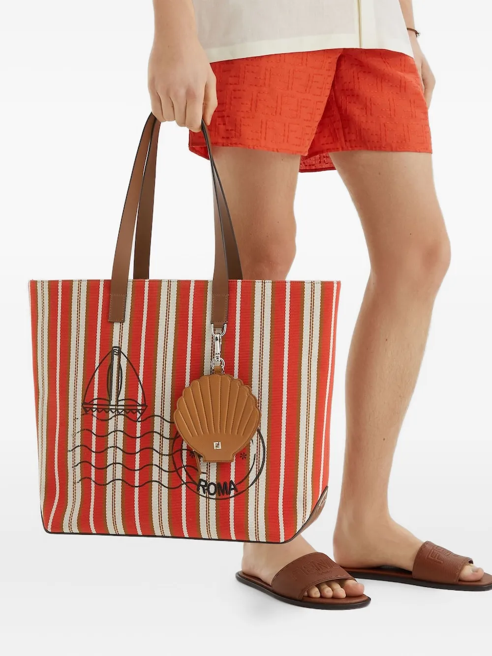 Fendi Shell Charm In Brown