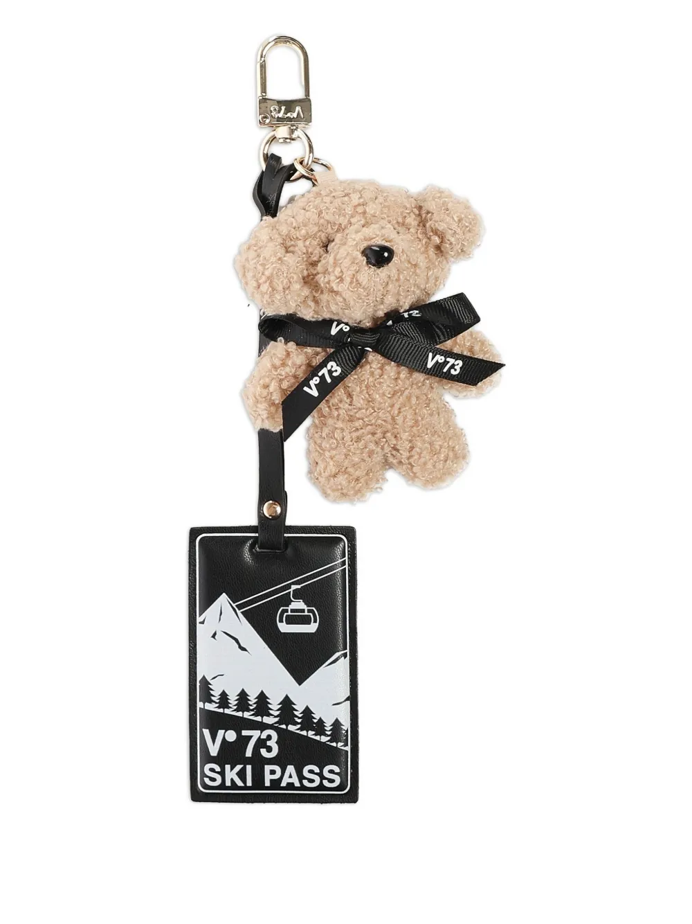 V°73 teddy bear ski pass keyring - Marrone