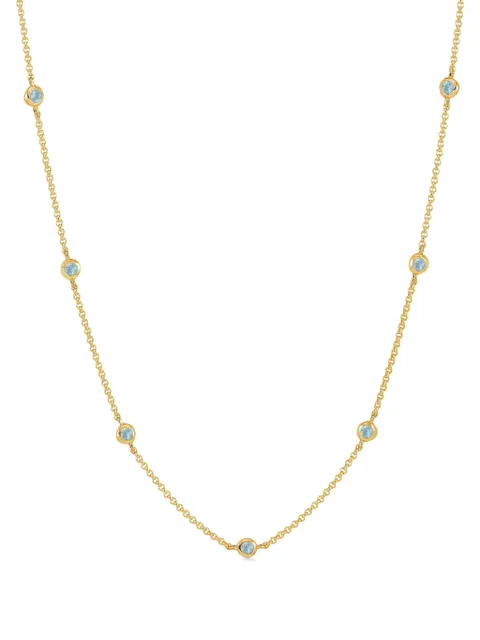 DOWER AND HALL 18K yellow gold vermeil aquamarine dewdrop-pendant necklace