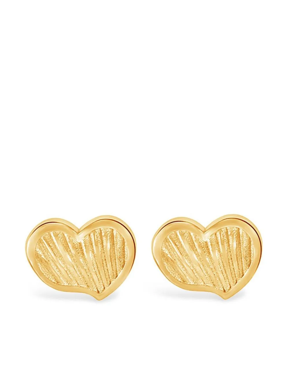 Dower & Hall Humbug Heart Studs Ribbed Earrings In Gold