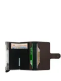 Secrid button-fastening leather cardholder - Brown