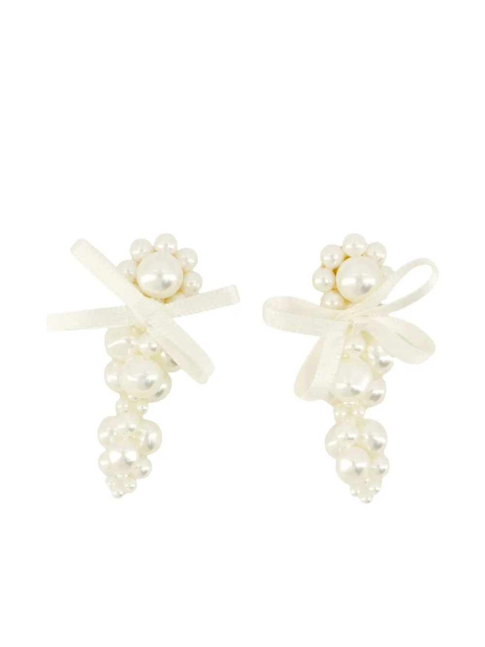 Simone Rocha Petite Bow Cluster Earrings In White