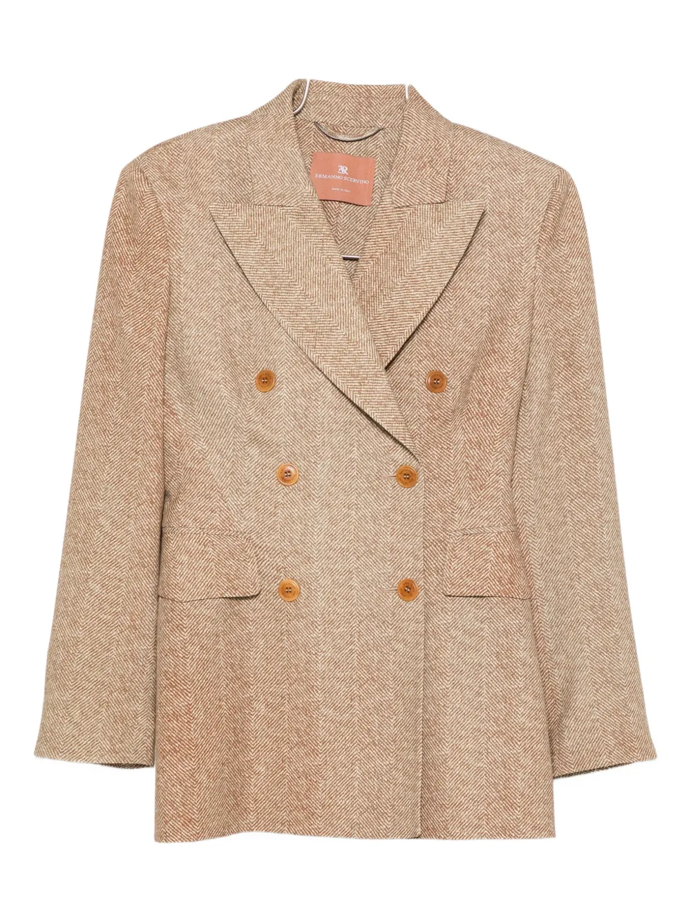 Ermanno Scervino herringbone double-breasted jacket Beige