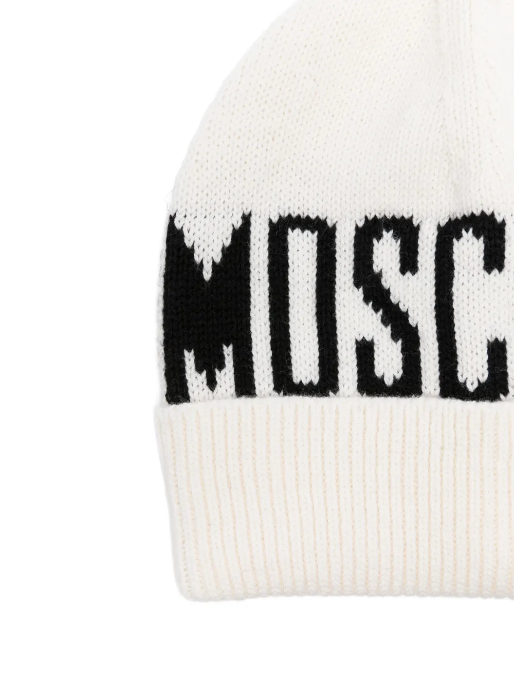 Moschino Kids logo-embroidered beanie hat Wit
