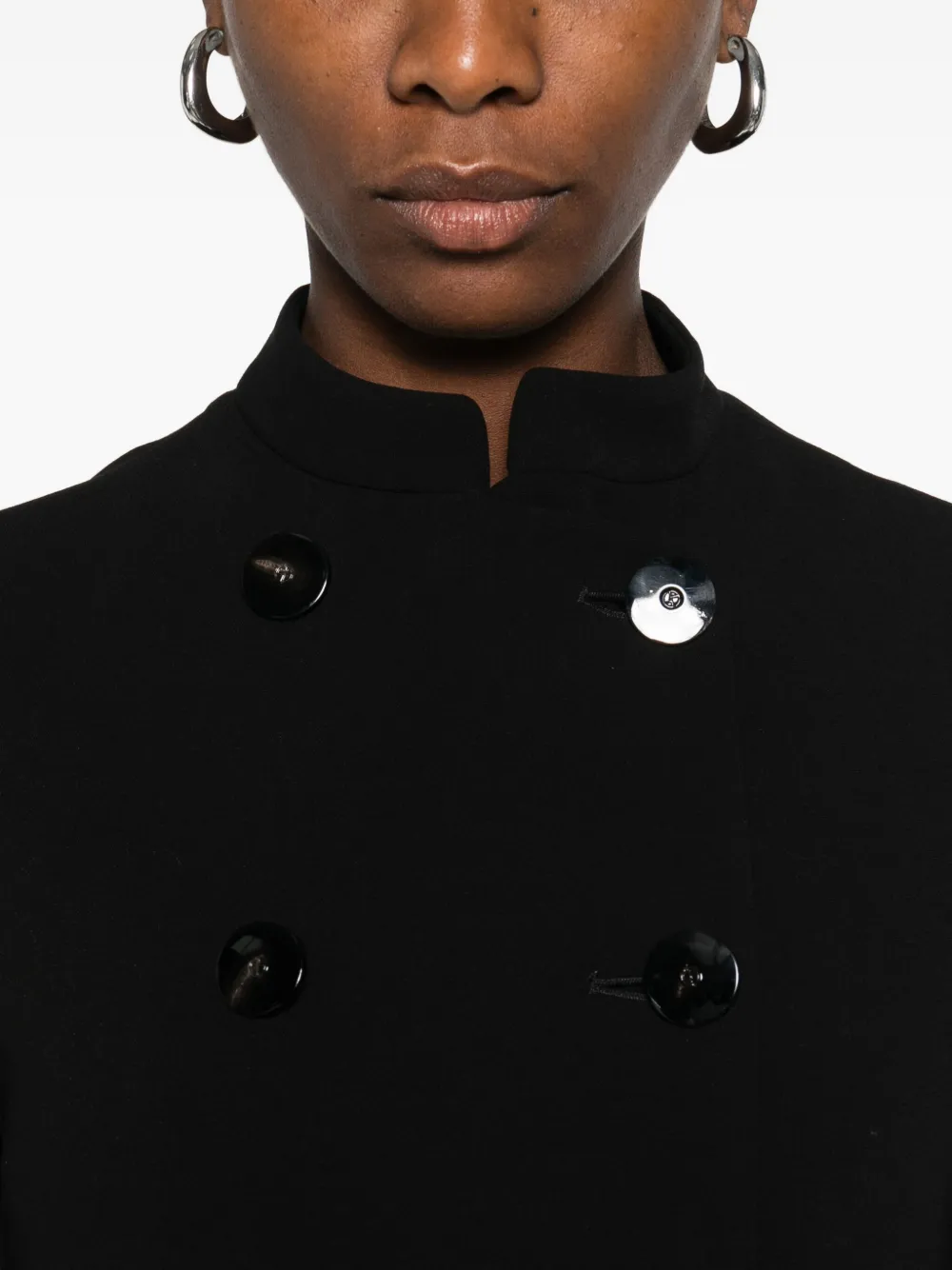 Giorgio Armani Mandarin-collar Double-breasted Jacket In Black