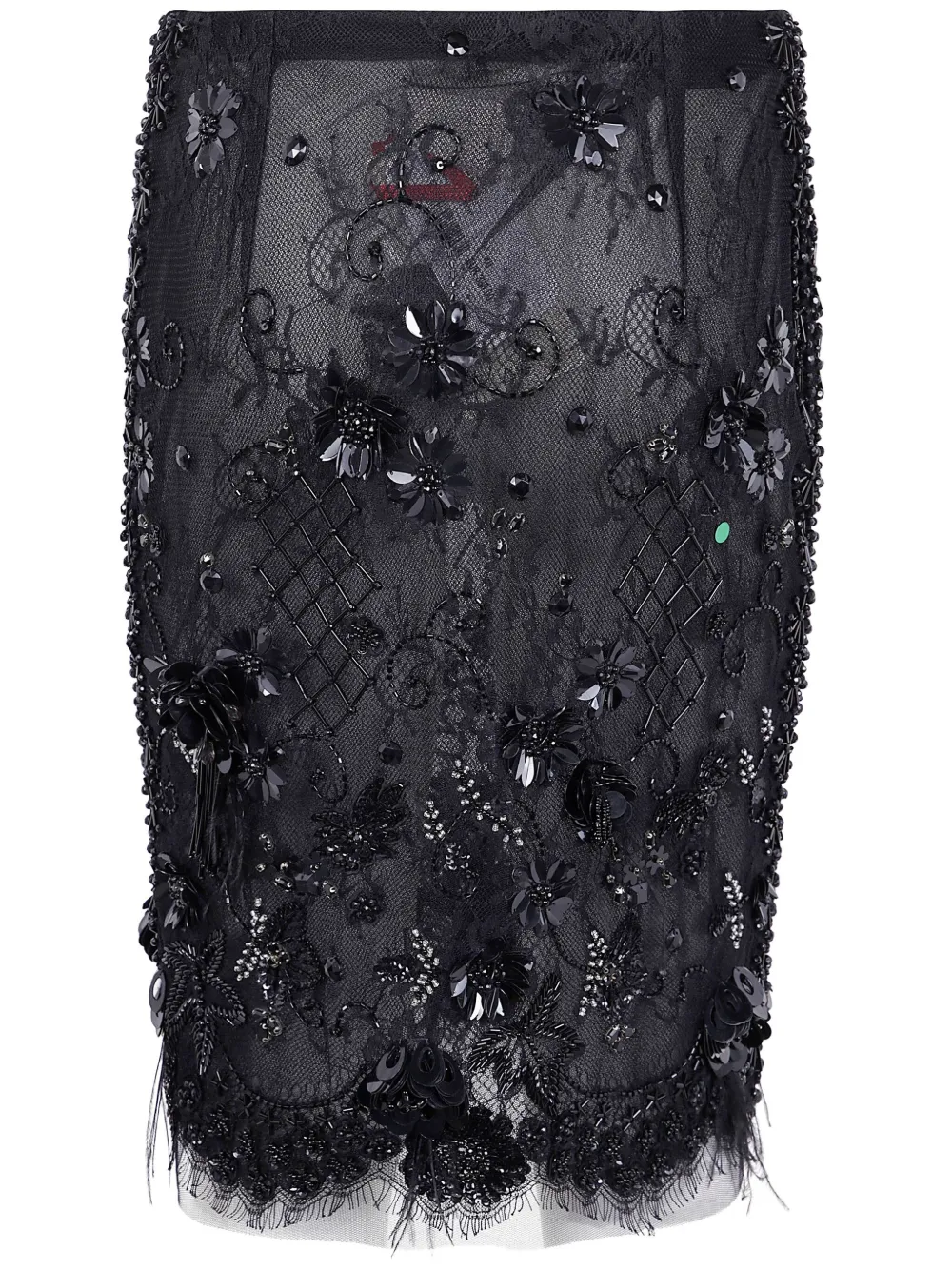 Semicouture Dulcina Beaded Lace Midi Skirt In Black