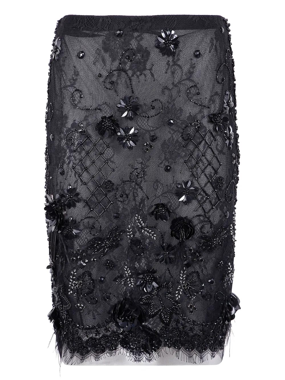 Semicouture Dulcina beaded lace midi skirt | Black | Image 1