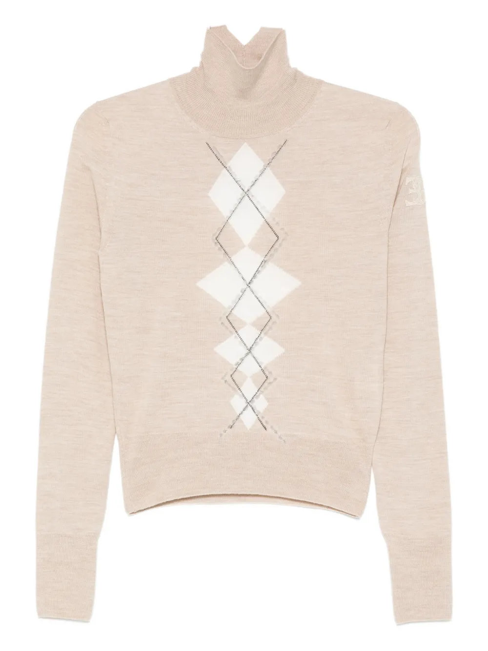 Ermanno Scervino diamond-pattern turtleneck top Beige