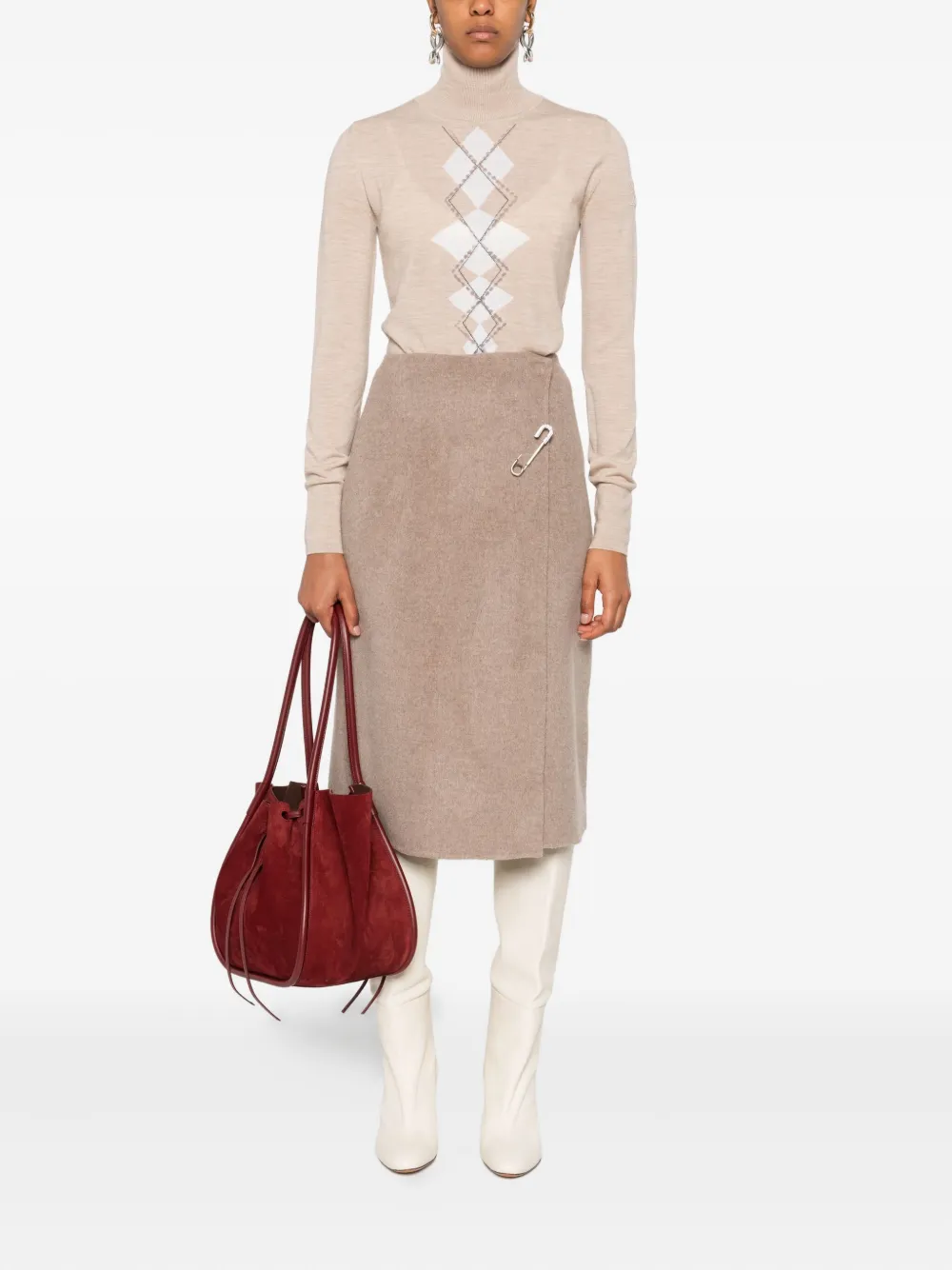 Ermanno Scervino diamond-pattern turtleneck top Beige