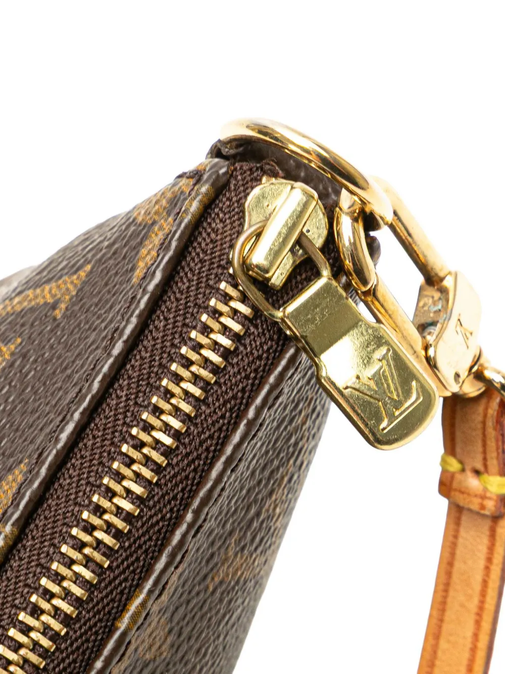 Pre-owned Louis Vuitton 1998 Monogram Pochette Accessoires Shoulder Bag In Brown