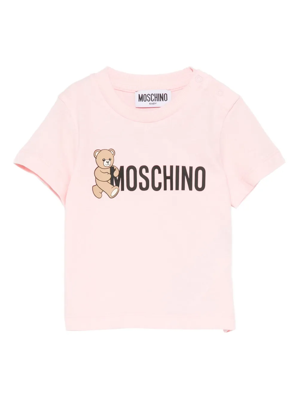 Moschino Kids Katoenen T-shirt met teddybeerprint Roze