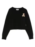 Moschino Kids Teddy-appliqué sweater - Black