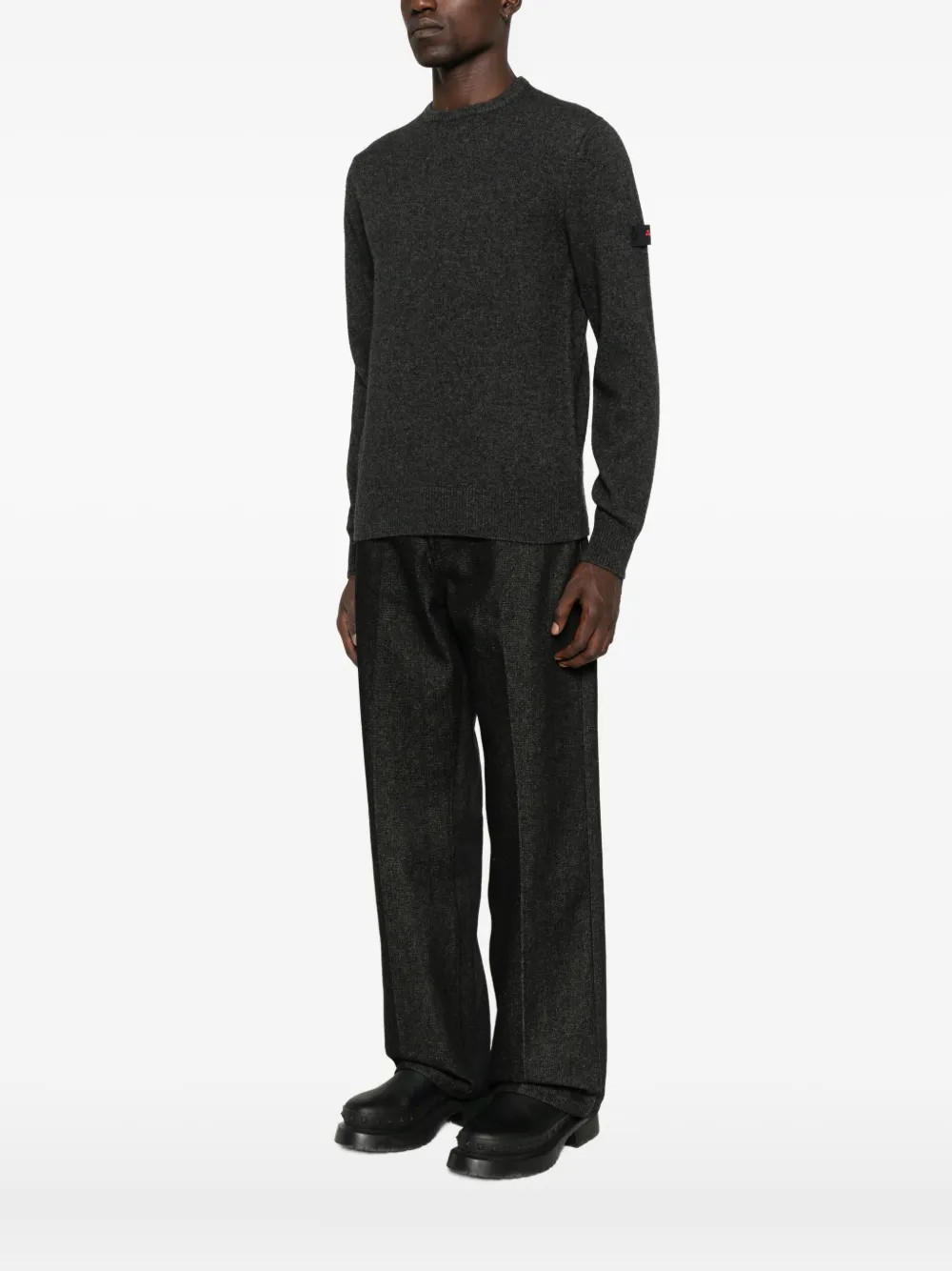 Peuterey patch-logo crew-neck sweater Grijs