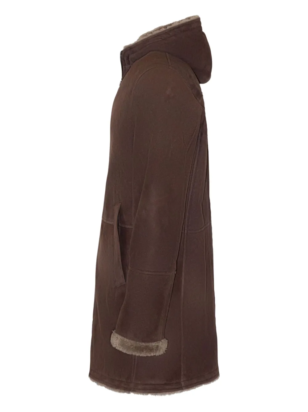 Volfagli Hooded Shearling Jacket In Brown