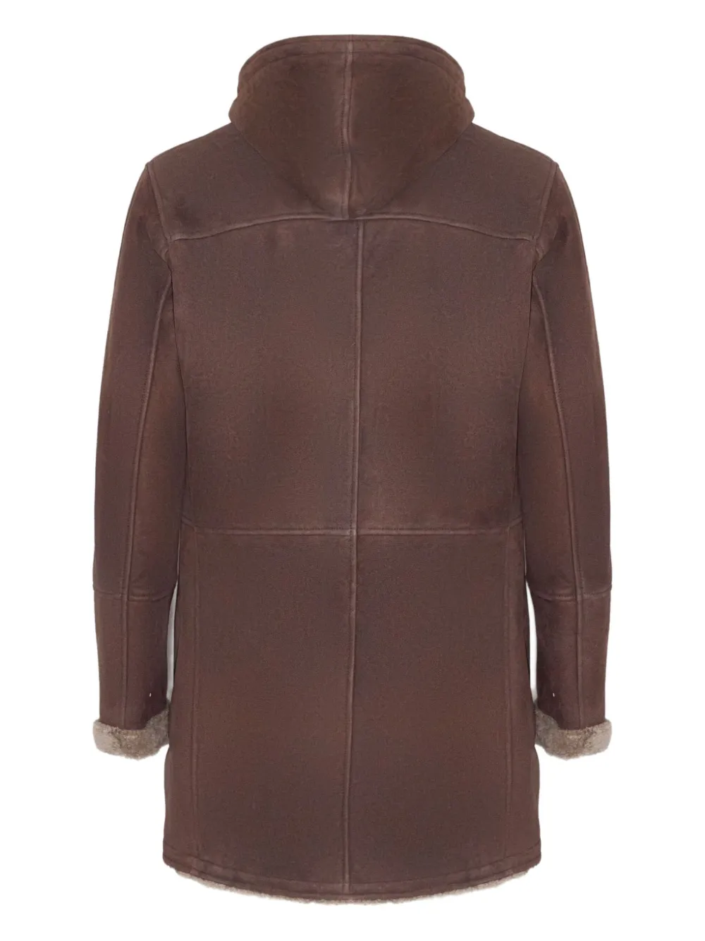 Volfagli Hooded Shearling Jacket In Brown