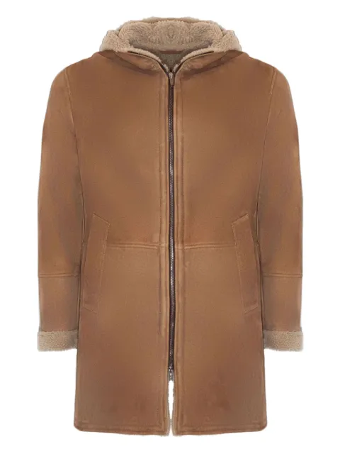 VOLFAGLI hooded leather coat