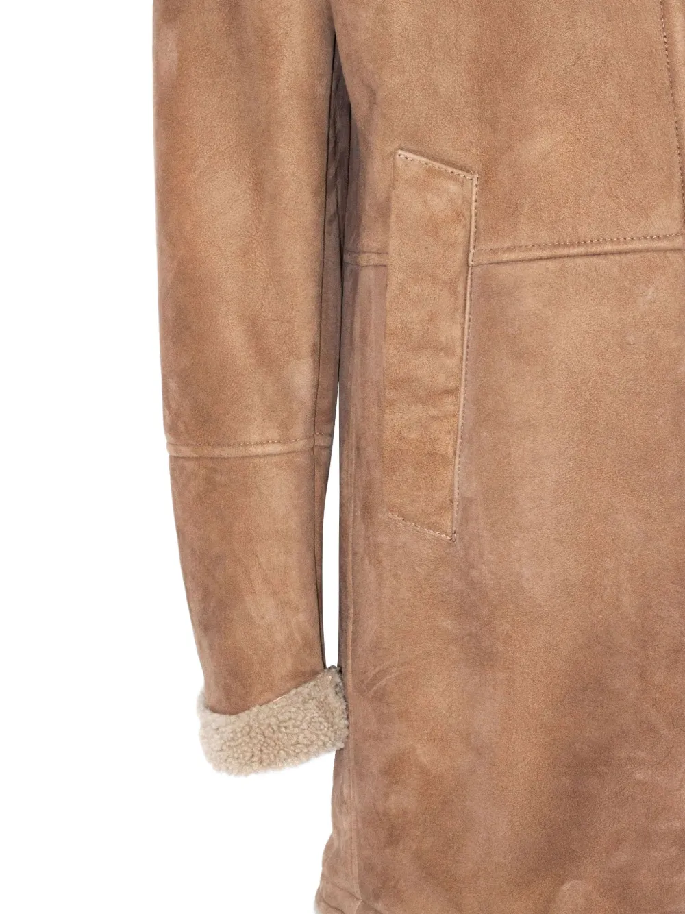 Volfagli Hooded Leather Coat In Neutral
