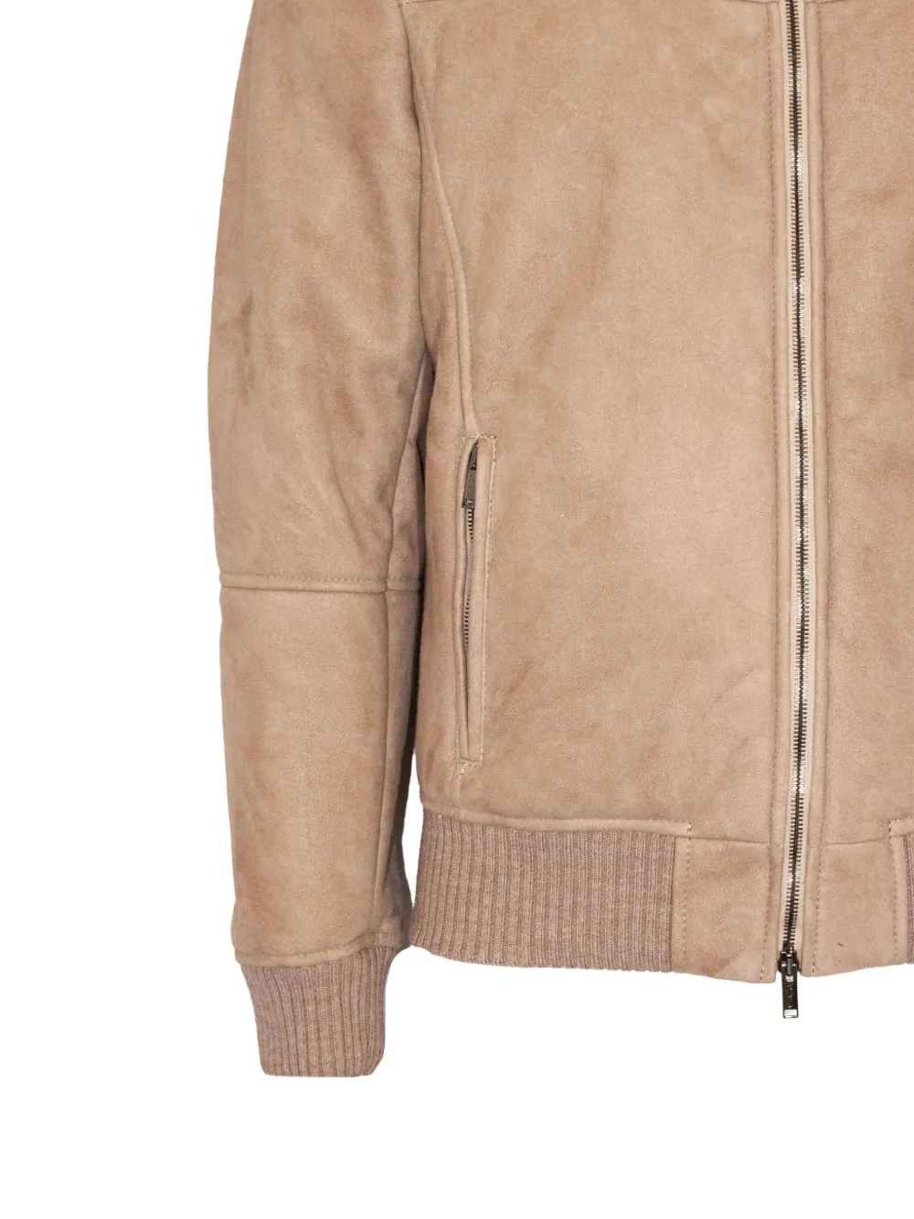 Ribbed-Trim Zip-Front Jacket