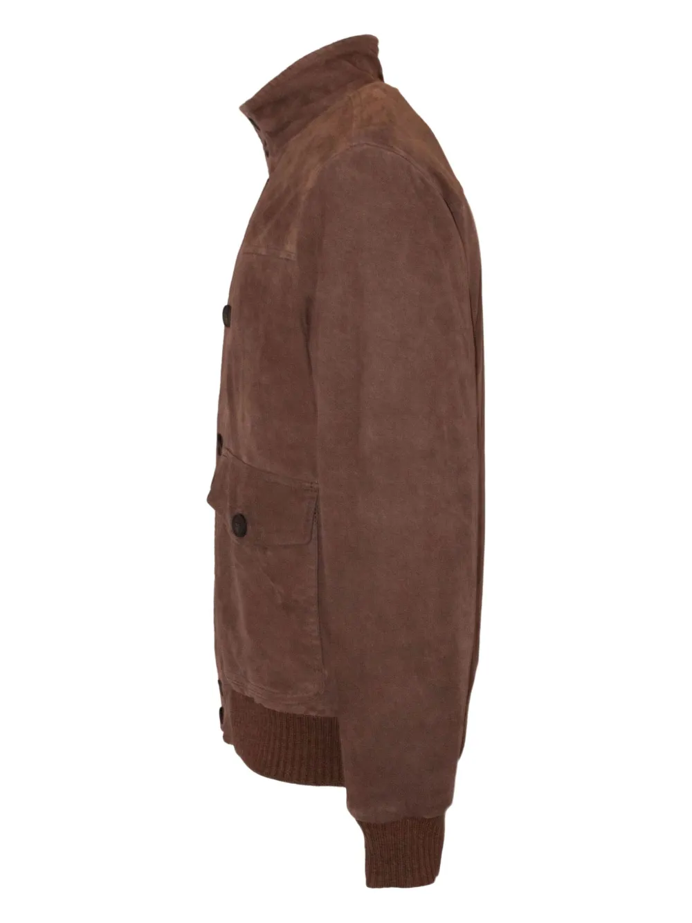 Volfagli Ribbed-knit Leather Jacket In Brown