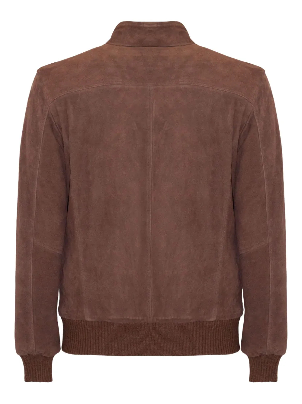 Volfagli Ribbed-knit Leather Jacket In Brown