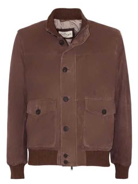 VOLFAGLI ribbed-knit leather jacket