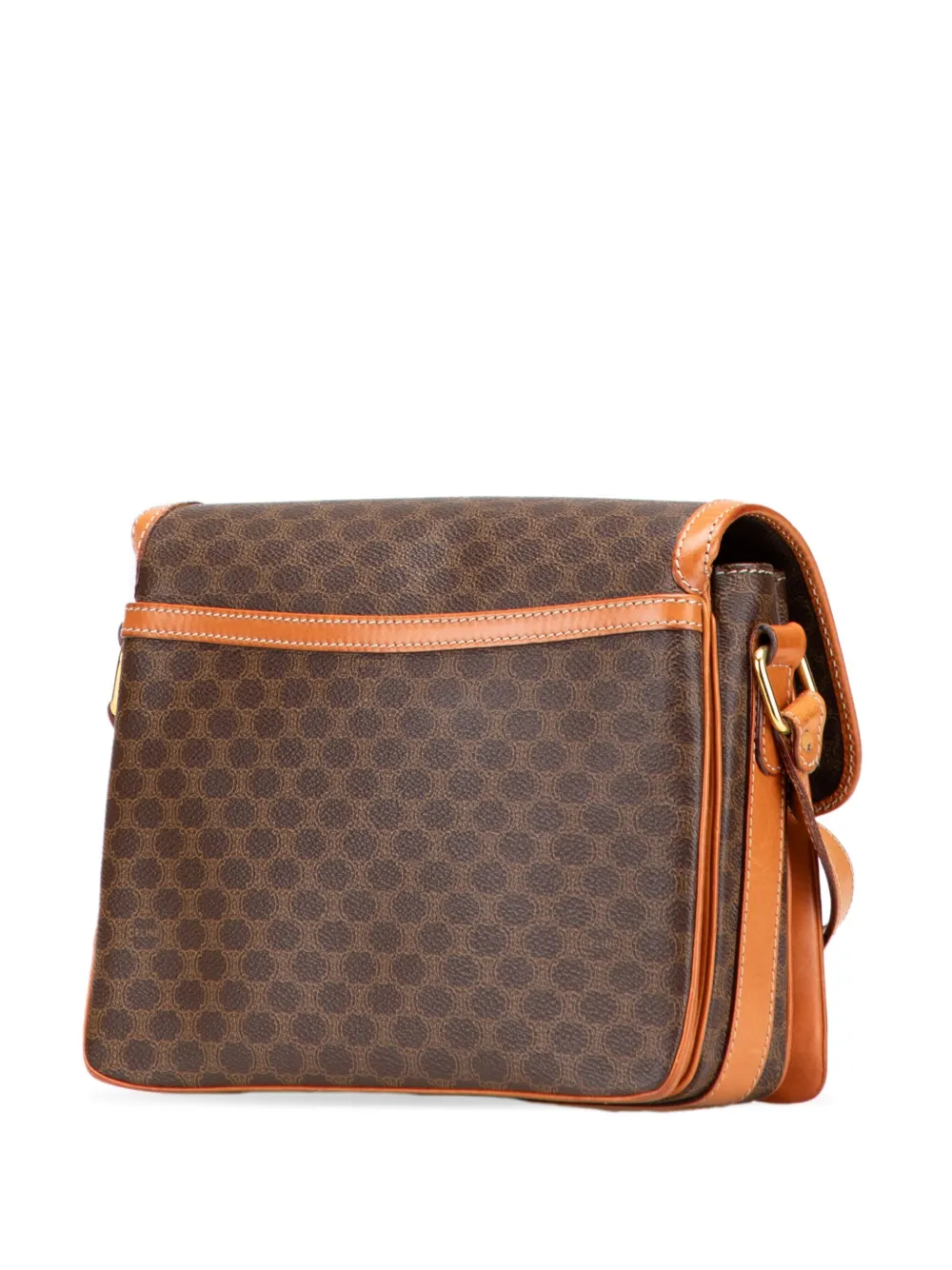 Pre-owned Celine 2010 Macadam Coated Canvas Crossbody Bag In Brown