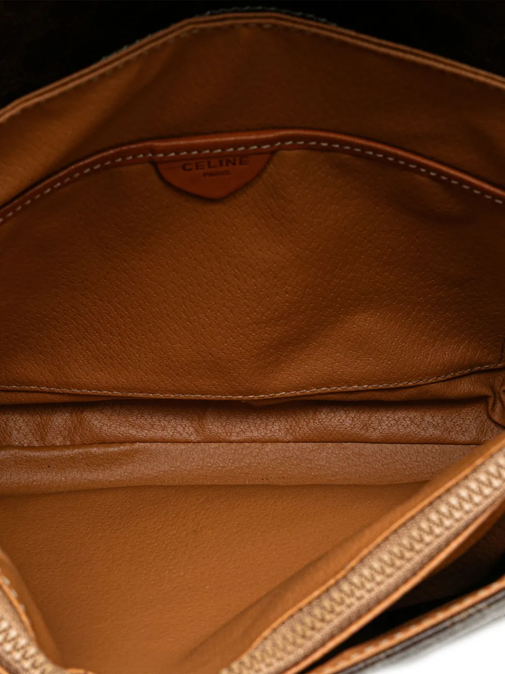 Pre-owned Celine 2010 Macadam Coated Canvas Crossbody Bag In Brown