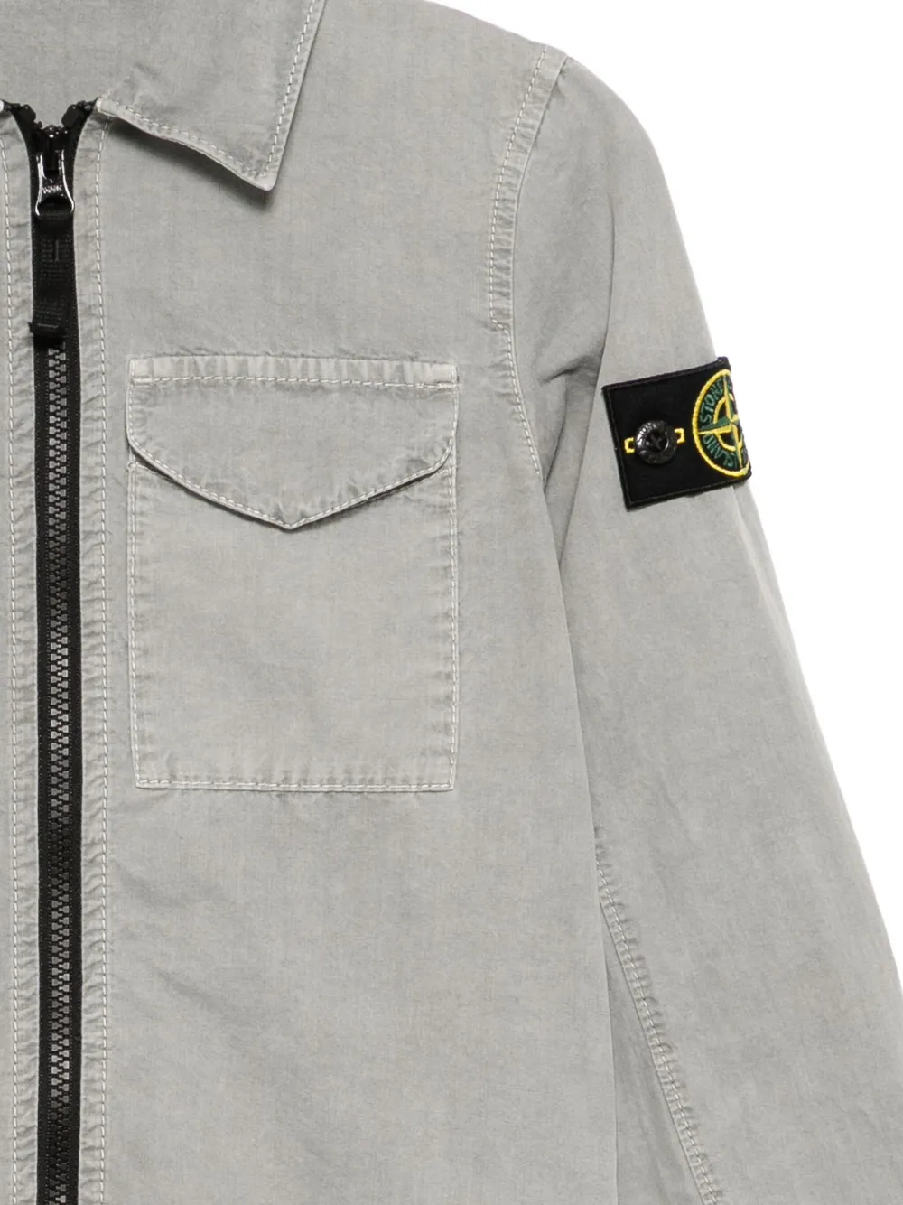 Stone Island Logo-patched Jacket In Gray