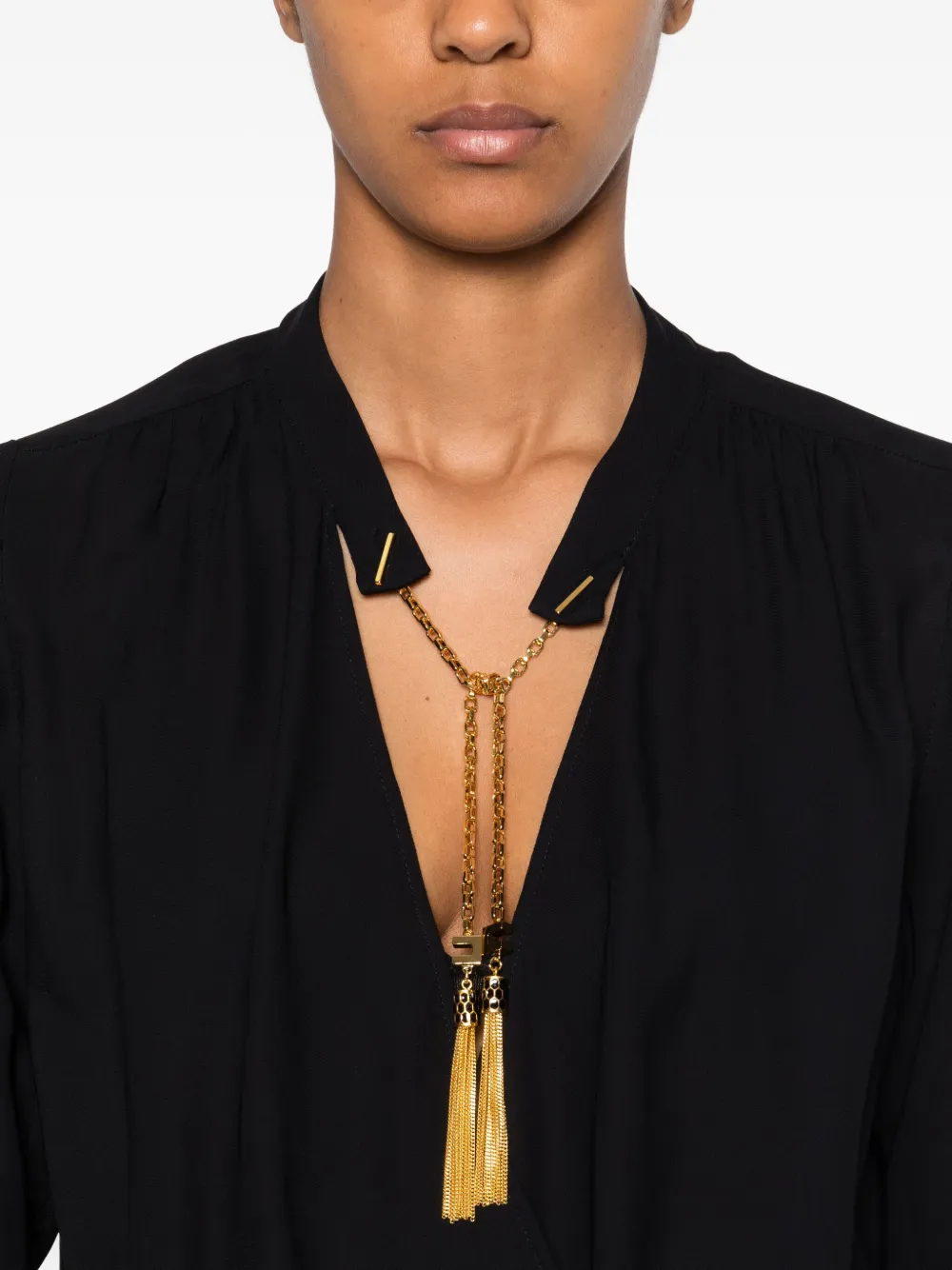Elisabetta Franchi Embellished Blouse Bodysuit In Black