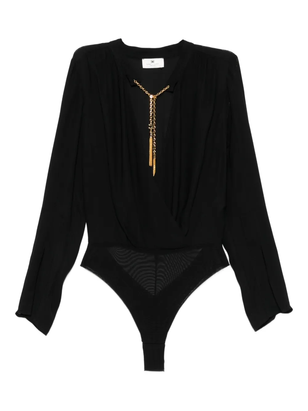 Elisabetta Franchi Embellished Blouse Bodysuit In Black