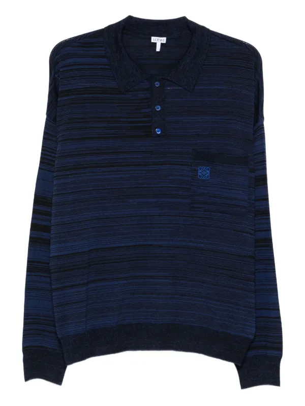 Loewe Striped Logo Polo Sweater in Blue