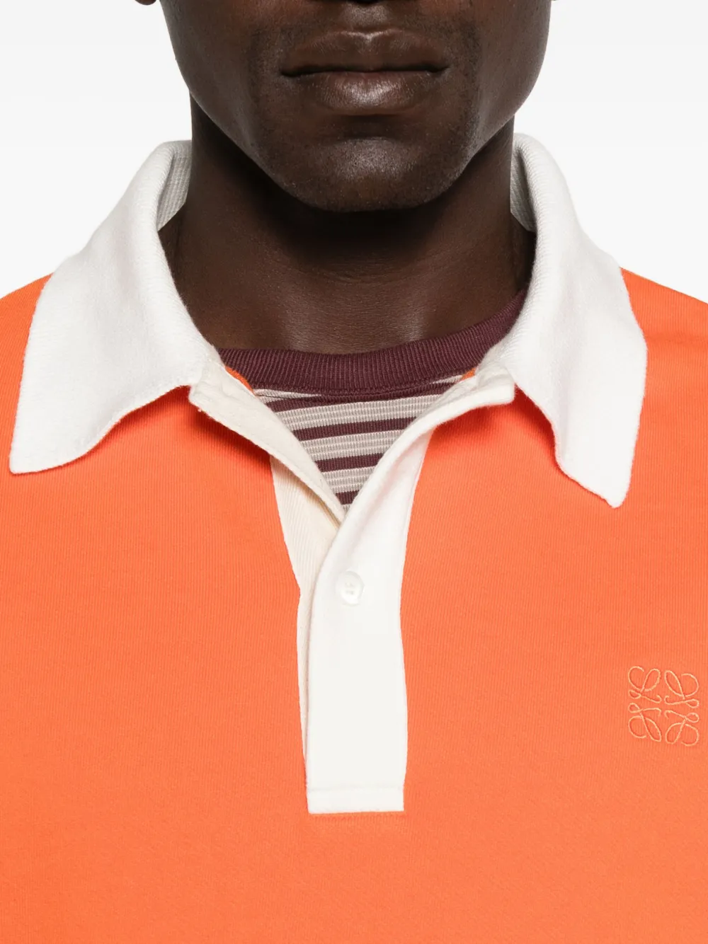 Loewe Embroidered Anagram Long-sleeved Polo T-shirt In Multi