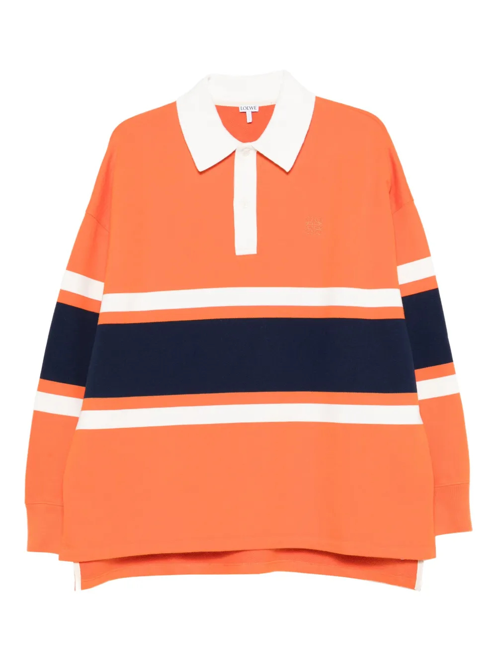 Loewe Embroidered Anagram Long-sleeved Polo T-shirt In Multi