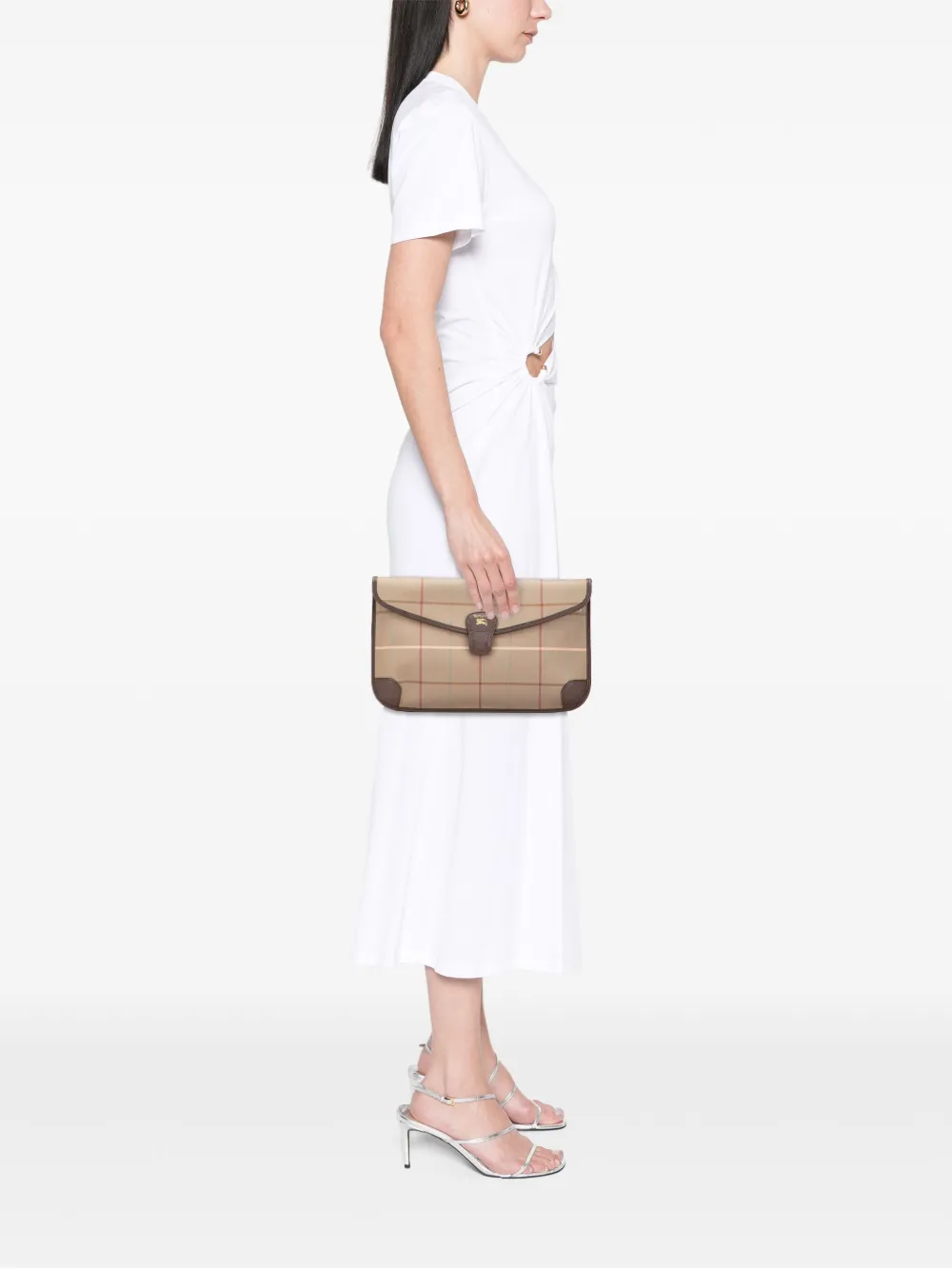 Pre-owned Burberry 20th Century Vintage Check Canvas Clutch Bag In Brown