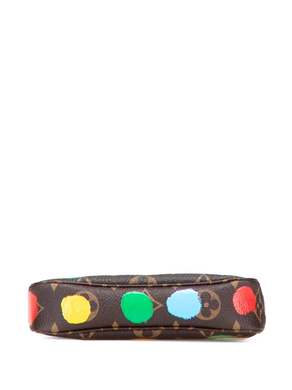 Pre-owned Louis Vuitton 2010-2025 Yayoi Kusama Monogram Painted Dots Mini Pochette Accessoires Handbag In Brown
