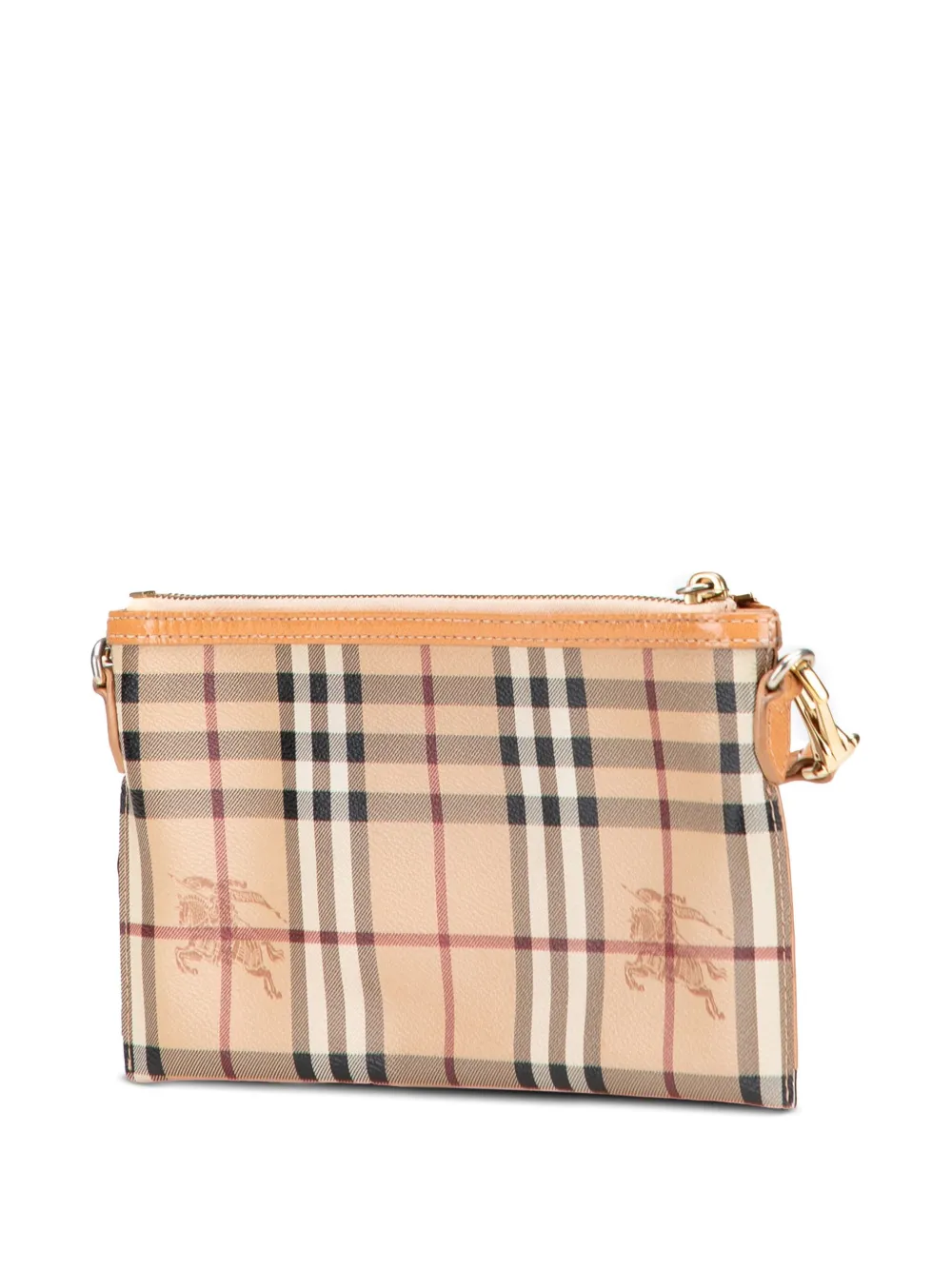 Pre-owned Burberry 2000-2017 Haymarket Check Coated Canvas Peyton Crossbody Bag In Brown