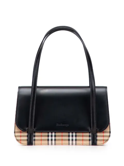 Burberry Pre-Owned 2000-2017 Leather and House Check Canvas Trimmed handbag