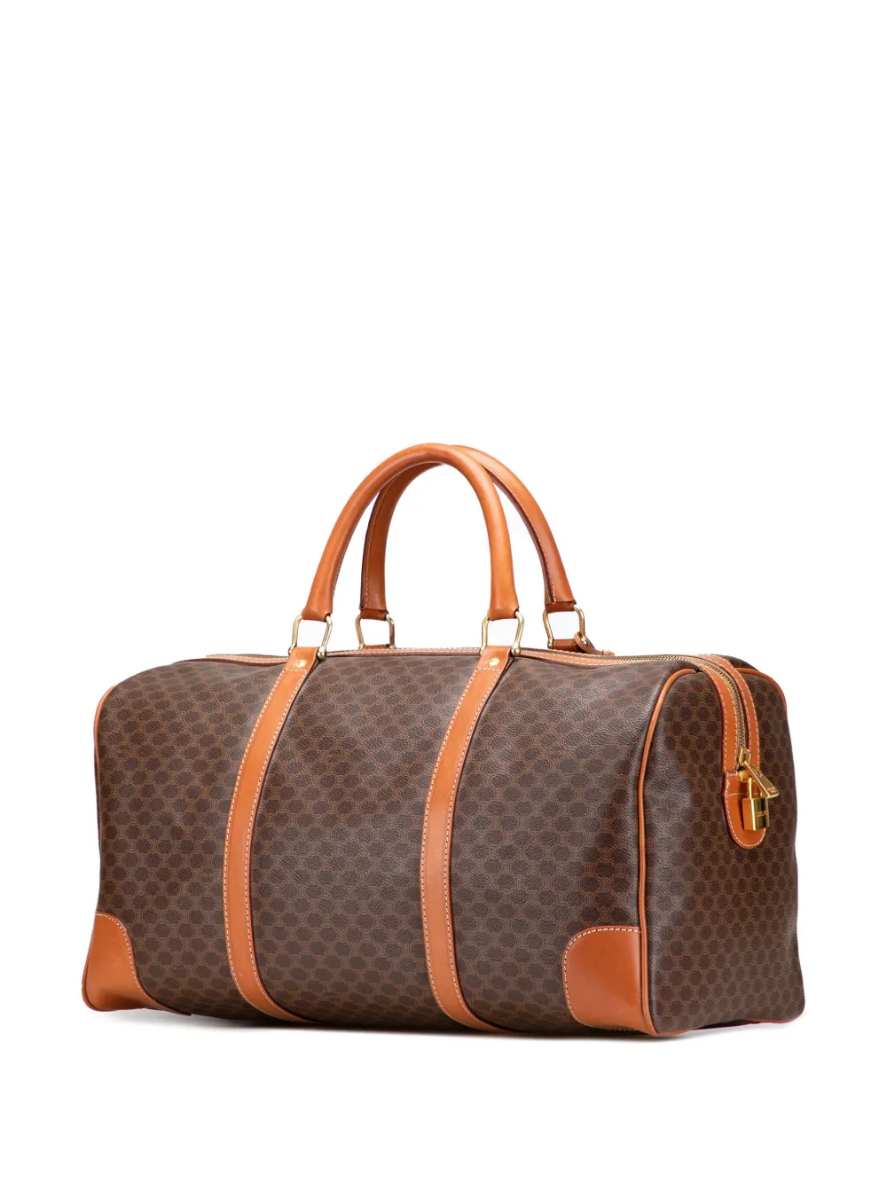 Pre-owned Celine 2014 Macadam Coated Canvas Travel Bag In Brown