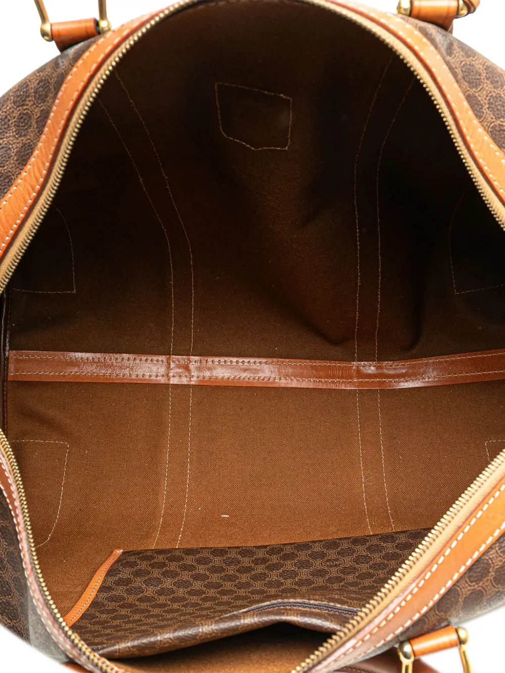 Pre-owned Celine 2014 Macadam Coated Canvas Travel Bag In Brown