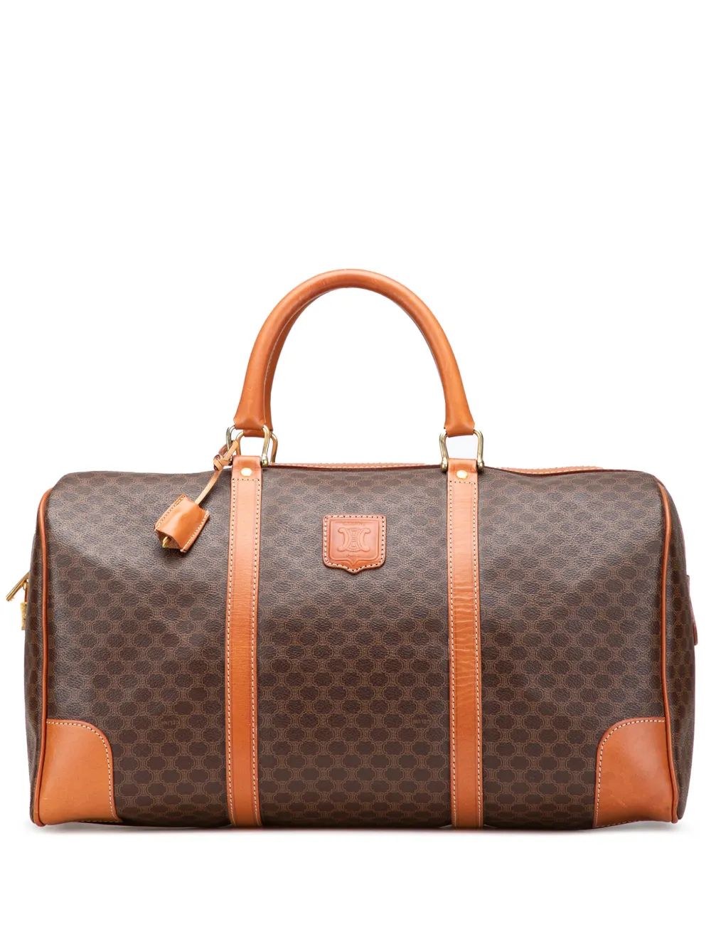 Pre-owned Celine 2014 Macadam Coated Canvas Travel Bag In Brown