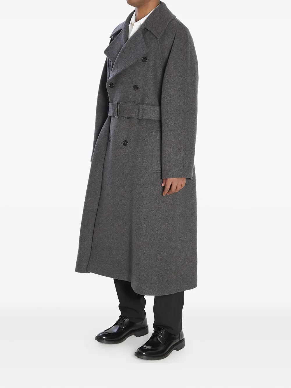 Saint Laurent Kasjmier jas met dubbele rij knopen Grijs