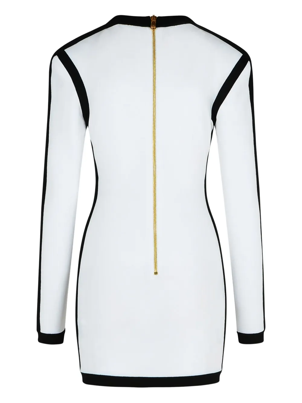 Balmain V-neck contrast-trim mini dress - Wit
