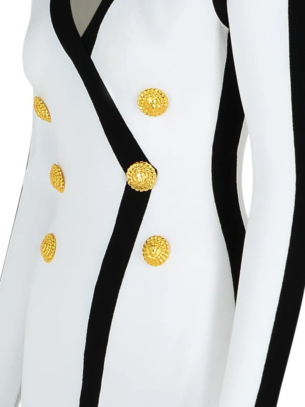 Balmain Mini-jurk met contrasterende afwerking en V-hals Wit