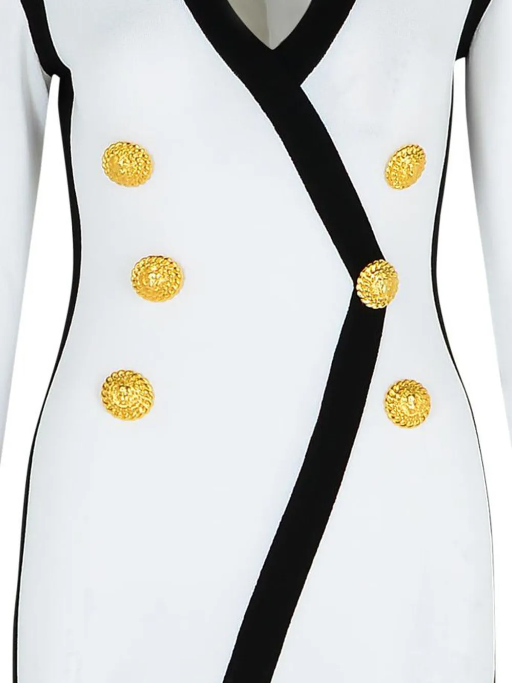 Balmain Mini-jurk met contrasterende afwerking en V-hals Wit