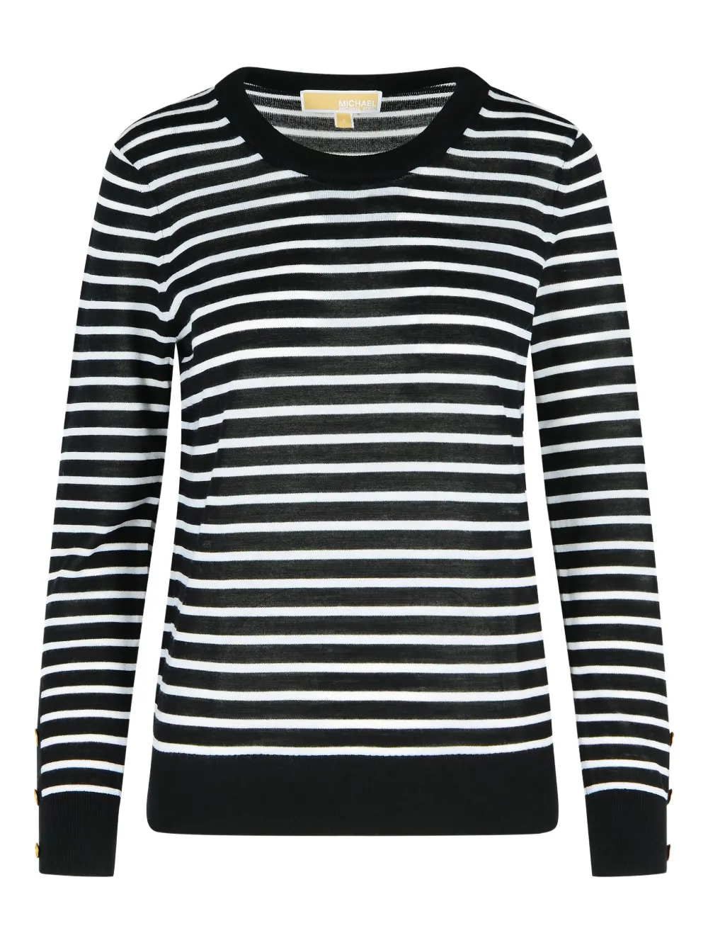 Michael Michael Kors Striped Ribbed Sweater In Black
