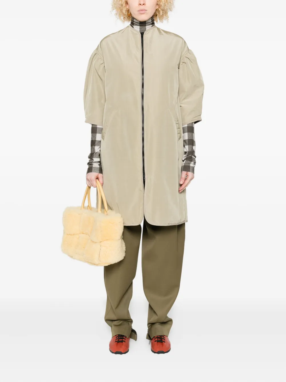 cape concept puff-sleeve zip-front jacket | Oversized Jackets | Image 2