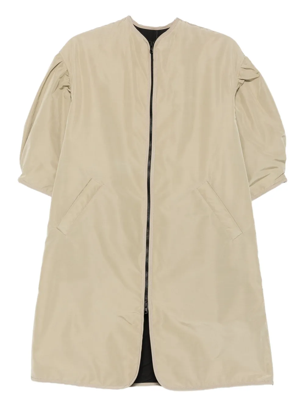 cape concept puff-sleeve zip-front jacket | Neutrals | Image 1