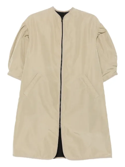 cape concept puff-sleeve zip-front jacket