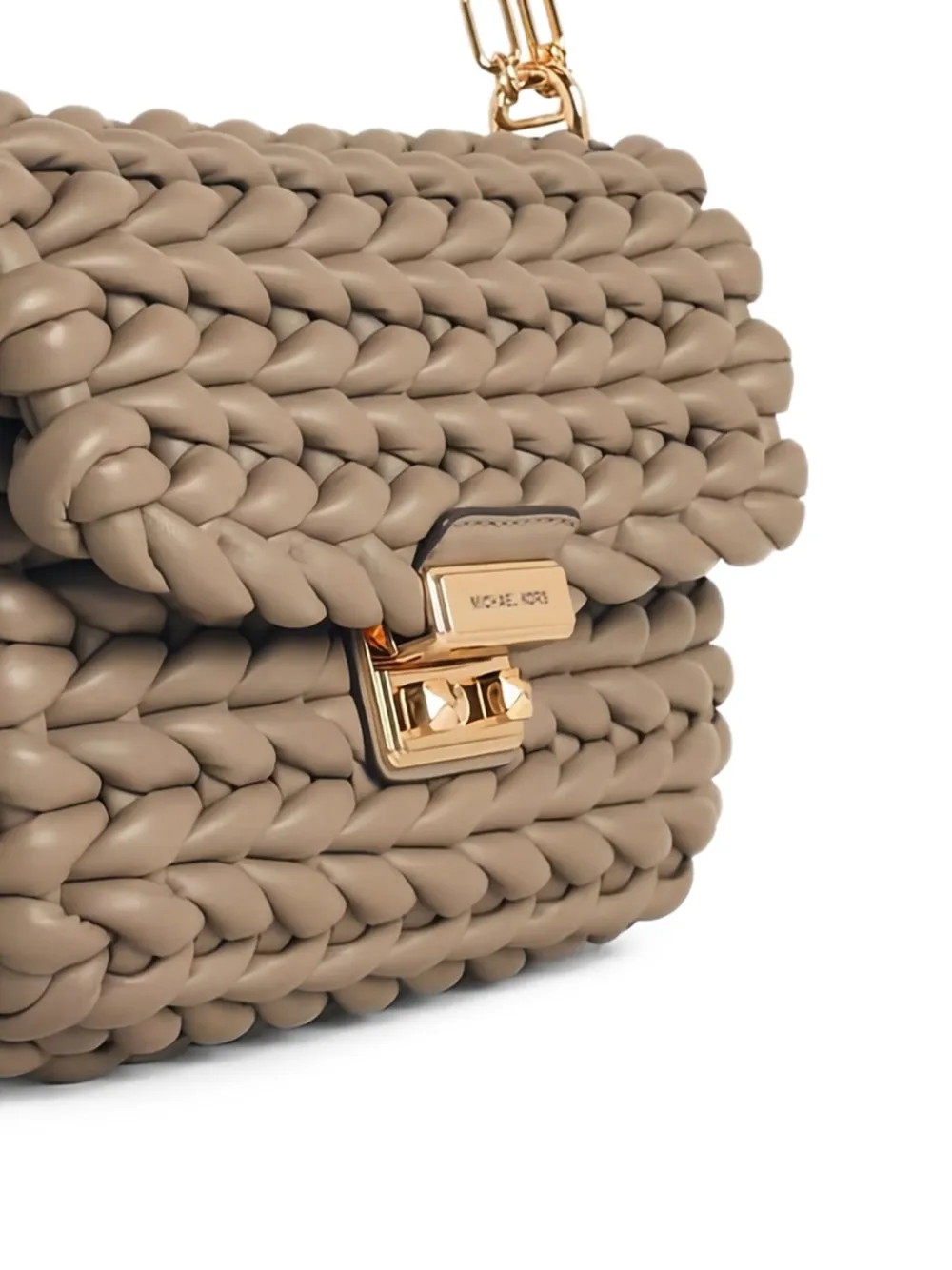 Michael Kors Geweven schoudertas met ketting Beige