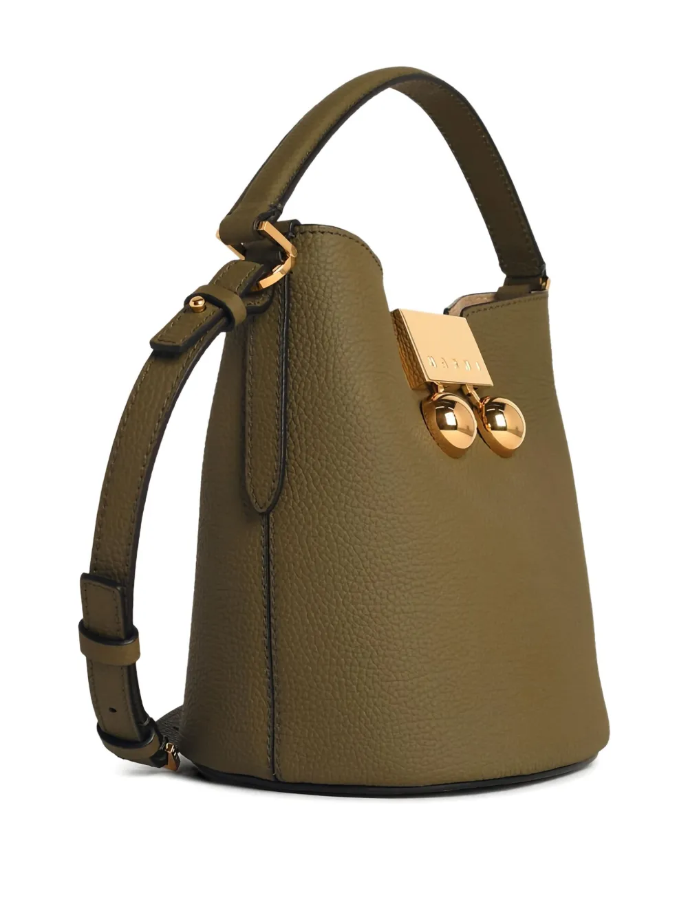 Marni Trunkaroo Leather Bucket Bag In Green